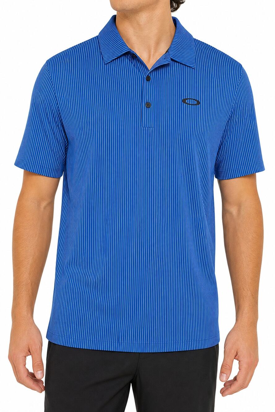 Oakley Men's Hydrolix Blue White Striped Golf Polo Shirt Size Small Country Club